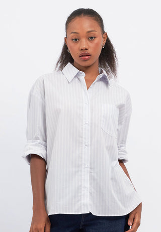 Oversized Long Sleeve Stripes Shirt