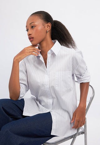 Oversized Long Sleeve Stripes Shirt