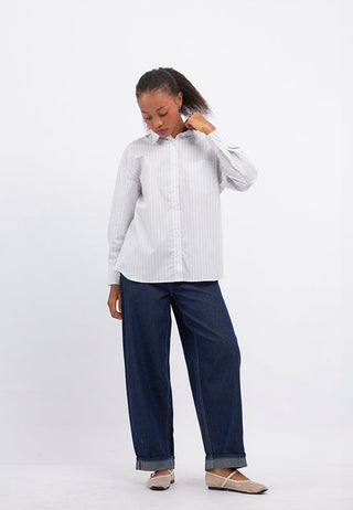 Oversized Long Sleeve Stripes Shirt