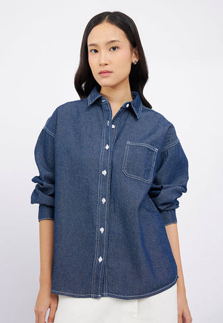 Oversized Long Sleeve Denim Shirt