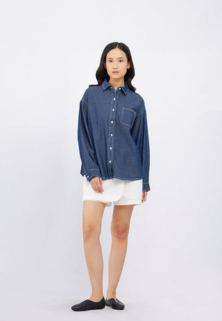 Oversized Long Sleeve Denim Shirt