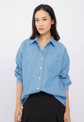 Oversized Long Sleeve Denim Shirt