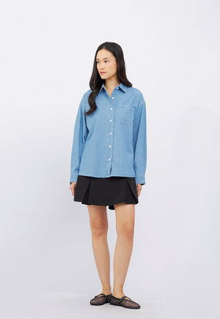 Oversized Long Sleeve Denim Shirt