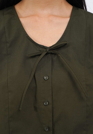 Puff Sleeves Blouse with Ruffled Hem