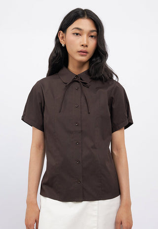 Ribbon Details Short Sleeve Blouse