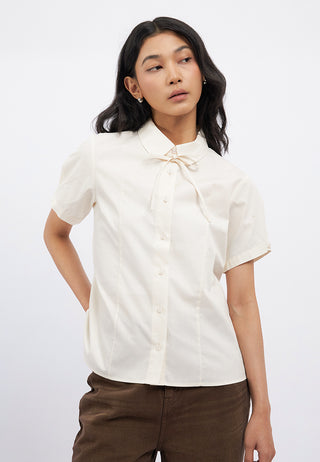 Ribbon Details Short Sleeve Blouse