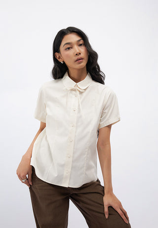 Ribbon Details Short Sleeve Blouse