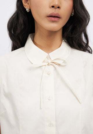 Ribbon Details Short Sleeve Blouse