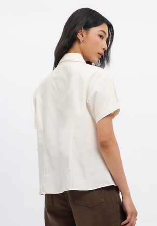 Ribbon Details Short Sleeve Blouse