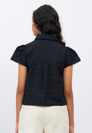 Short Sleeve Blouse with Tie Details