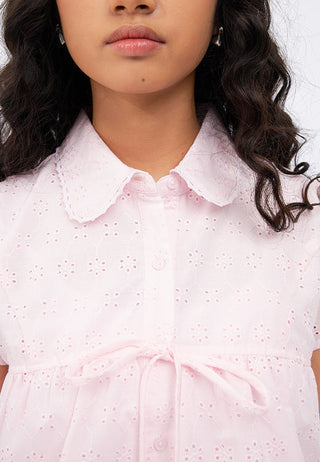 Short Sleeve Blouse with Tie Details