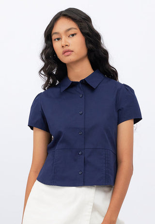 Short Sleeve Blouse with Back Tie