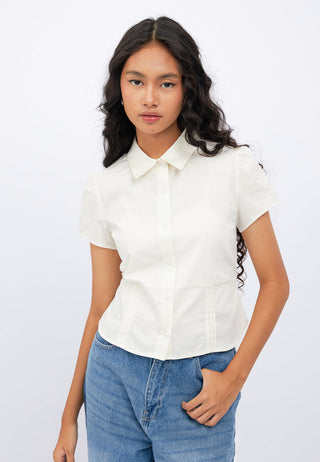 Short Sleeve Blouse with Back Tie