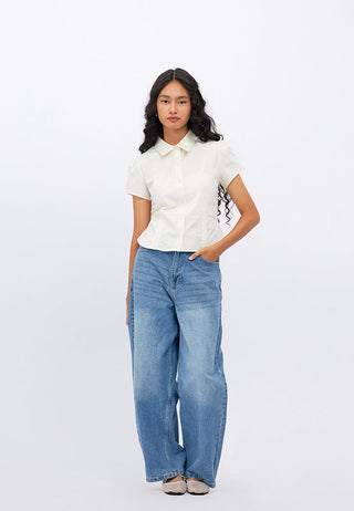 Short Sleeve Blouse with Back Tie