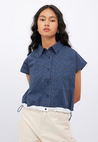 Stripes Blouse with Adjustable Waist