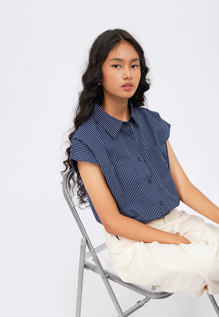 Stripes Blouse with Adjustable Waist
