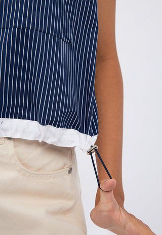 Stripes Blouse with Adjustable Waist
