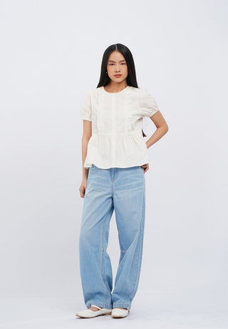 Short Sleeve Peplum Blouse