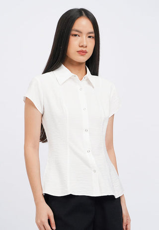 Fitted Short Sleeve Peplum Blouse