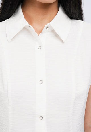 Fitted Short Sleeve Peplum Blouse