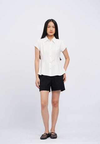 Fitted Short Sleeve Peplum Blouse