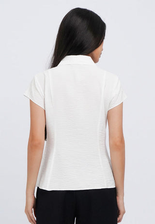Fitted Short Sleeve Peplum Blouse