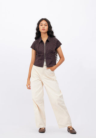 Zip Up Short Sleeve Fitted Shirt