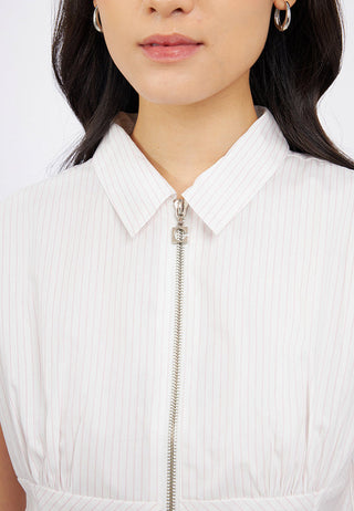 Zip Up Short Sleeve Fitted Shirt