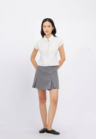 Zip Up Short Sleeve Fitted Shirt