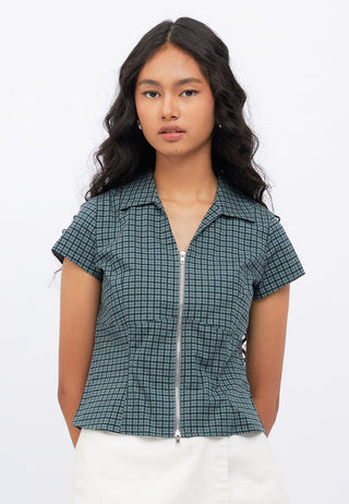 V-Neck Zip Up Shirt