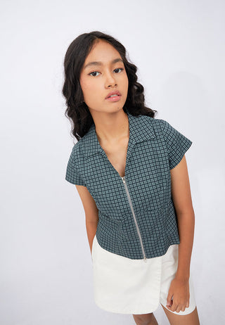 V-Neck Zip Up Shirt