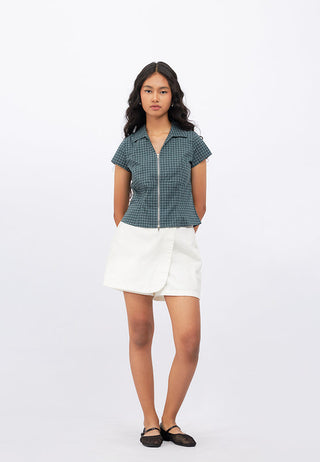 V-Neck Zip Up Shirt