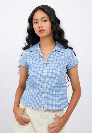 V-Neck Zip Up Shirt