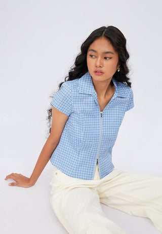 V-Neck Zip Up Shirt