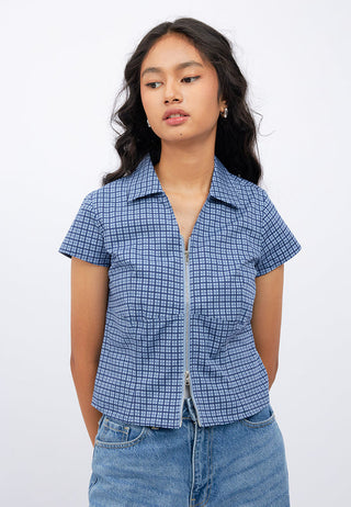 V-Neck Zip Up Shirt