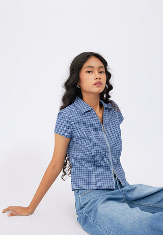 V-Neck Zip Up Shirt
