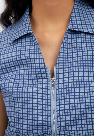 V-Neck Zip Up Shirt