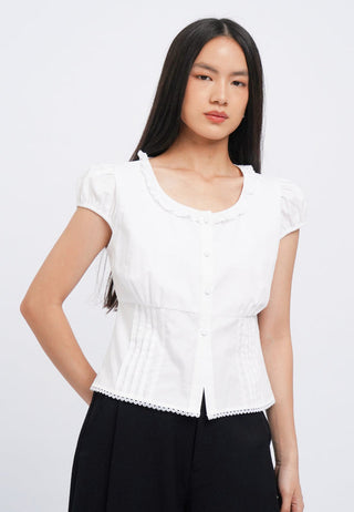 Peplum Blouse with Frill Neck