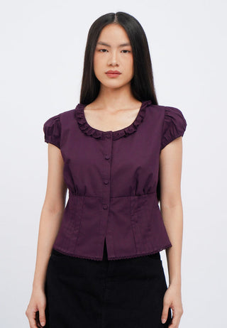 Peplum Blouse with Frill Neck