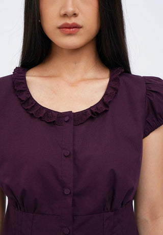 Peplum Blouse with Frill Neck