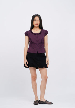 Peplum Blouse with Frill Neck