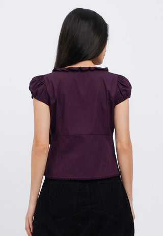 Peplum Blouse with Frill Neck