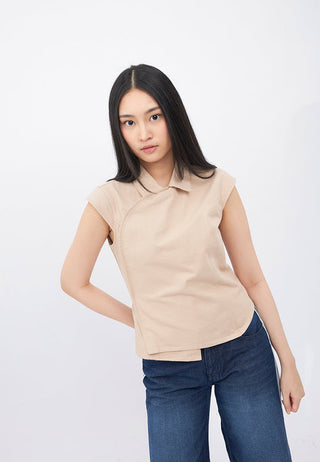 Asymmetric Short Sleeve Blouse