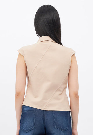 Asymmetric Short Sleeve Blouse