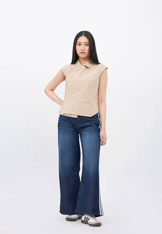 Asymmetric Short Sleeve Blouse