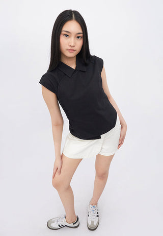 Asymmetric Short Sleeve Blouse