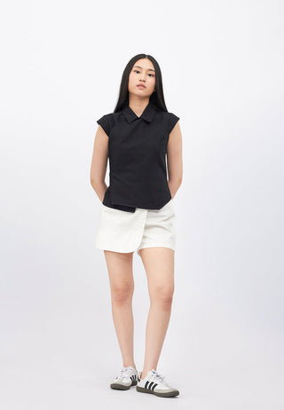 Asymmetric Short Sleeve Blouse