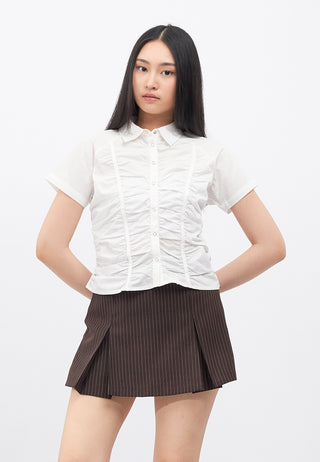 Short Sleeve Fitted Ruched Blouse