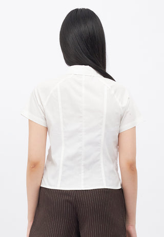 Short Sleeve Fitted Ruched Blouse