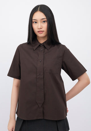Oversized Tie Detail Short Sleeve Shirt